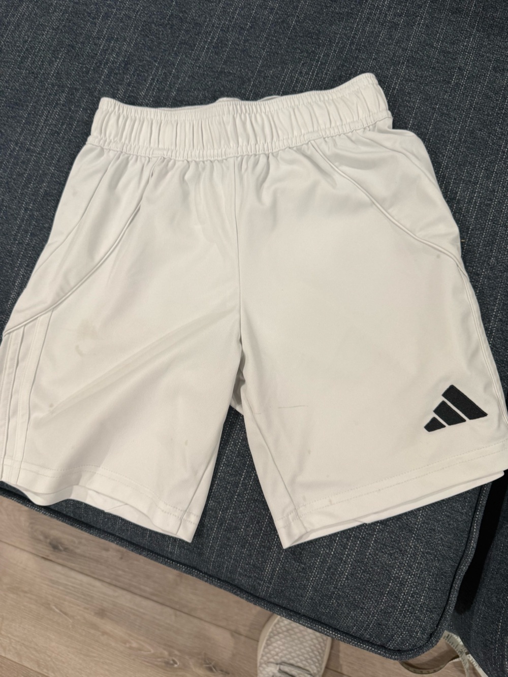 adidas White kids Athletic Training Shorts with Black Logo